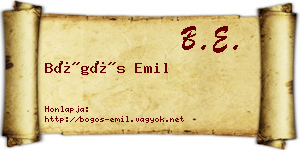 Bögös Emil névjegykártya